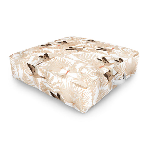 Iveta Abolina Geese and Palm White Outdoor Floor Cushion