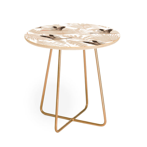 Iveta Abolina Geese and Palm White Round Side Table