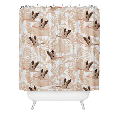 Iveta Abolina Geese and Palm White Shower Curtain