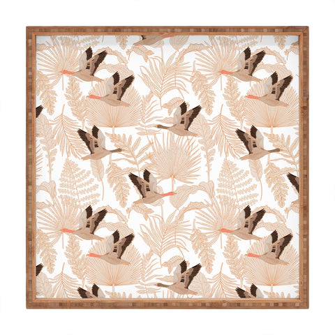 Iveta Abolina Geese and Palm White Square Tray