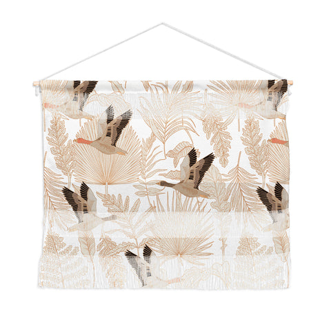 Iveta Abolina Geese and Palm White Wall Hanging Landscape