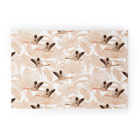 Iveta Abolina Geese and Palm White Welcome Mat