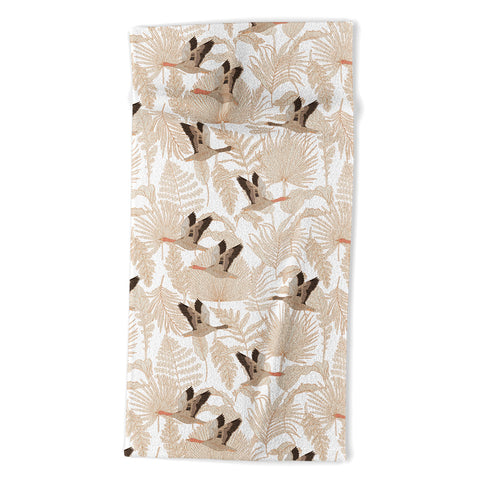 Iveta Abolina Geese and Palm White Beach Towel
