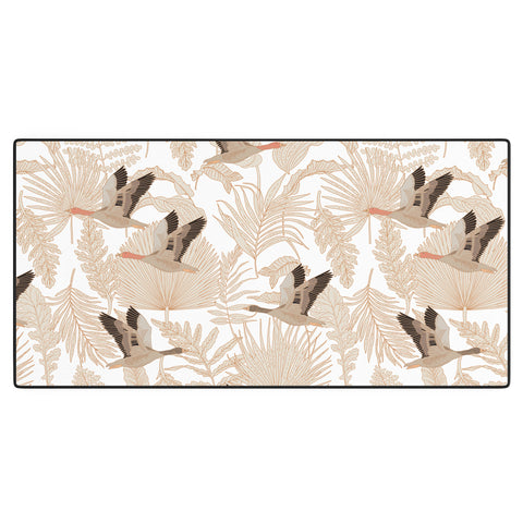 Iveta Abolina Geese and Palm White Desk Mat