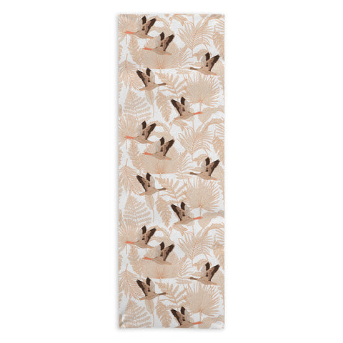 Iveta Abolina Geese and Palm White Yoga Towel