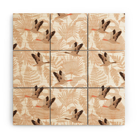 Iveta Abolina Geese and Palm White Wood Wall Mural