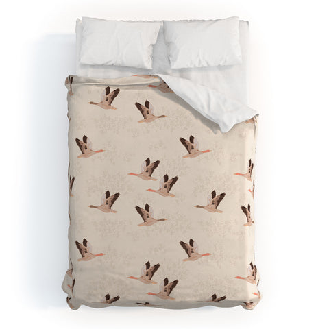 Iveta Abolina Geese Light Cream Duvet Cover
