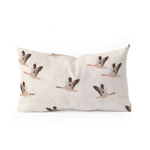Iveta Abolina Geese Light Cream Oblong Throw Pillow