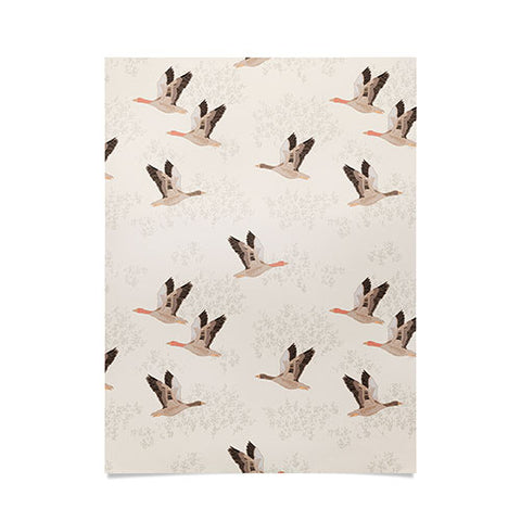 Iveta Abolina Geese Light Cream Poster