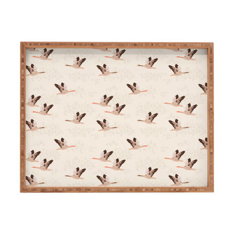 Iveta Abolina Geese Light Cream Rectangular Tray