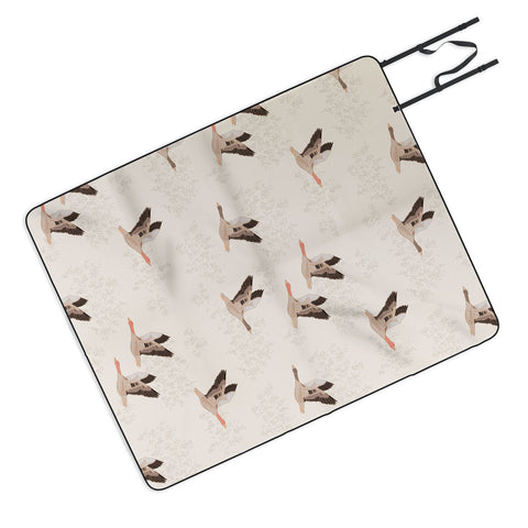 Iveta Abolina Geese Light Cream Picnic Blanket