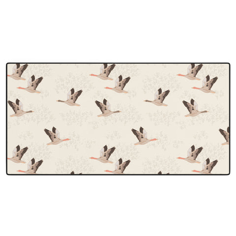 Iveta Abolina Geese Light Cream Desk Mat
