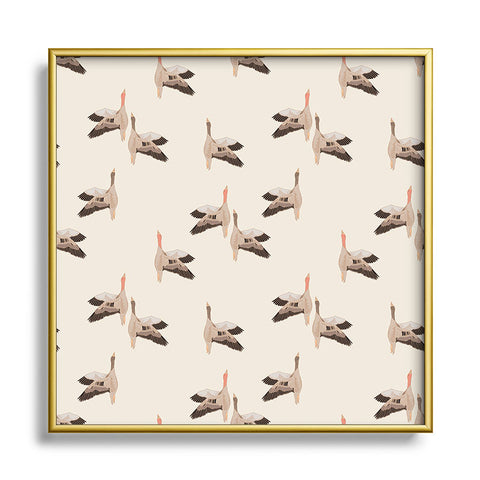Iveta Abolina Geese Vertical Cream Square Metal Framed Art Print