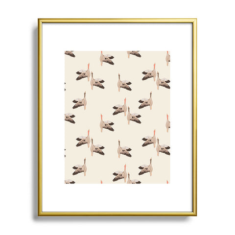 Iveta Abolina Geese Vertical Cream Metal Framed Art Print