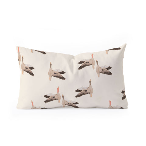 Iveta Abolina Geese Vertical Cream Oblong Throw Pillow