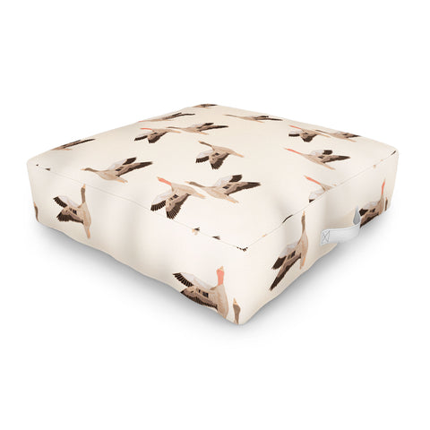 Iveta Abolina Geese Vertical Cream Outdoor Floor Cushion