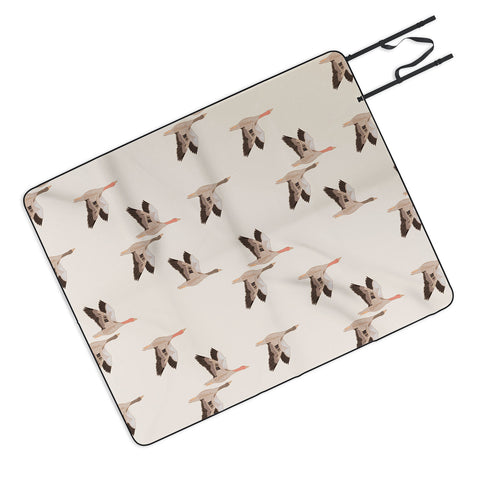 Iveta Abolina Geese Vertical Cream Picnic Blanket