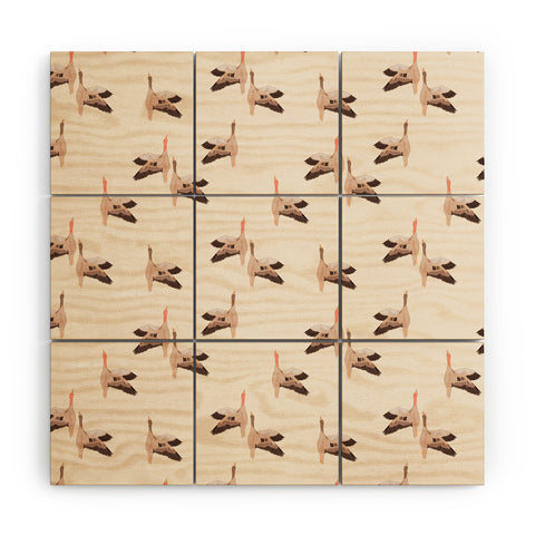 Iveta Abolina Geese Vertical Cream Wood Wall Mural