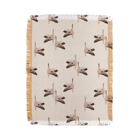 Iveta Abolina Geese Vertical Cream Throw Blanket
