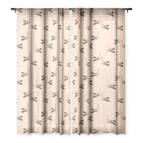 Iveta Abolina Geese Vertical Peach Sheer Window Curtain