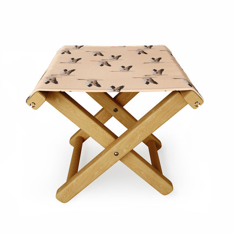 Iveta Abolina Geese Vertical Peach Folding Stool