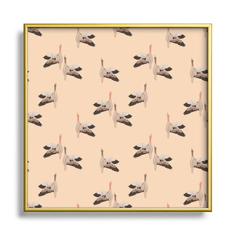 Iveta Abolina Geese Vertical Peach Square Metal Framed Art Print