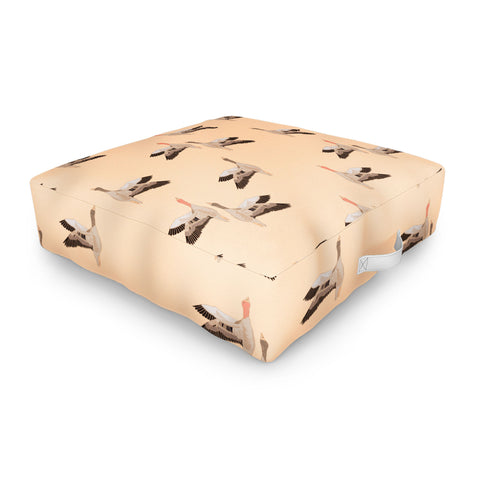 Iveta Abolina Geese Vertical Peach Outdoor Floor Cushion