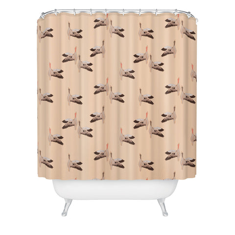Iveta Abolina Geese Vertical Peach Shower Curtain