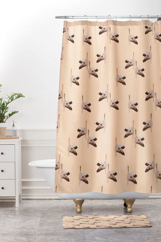Iveta Abolina Geese Vertical Peach Shower Curtain And Mat