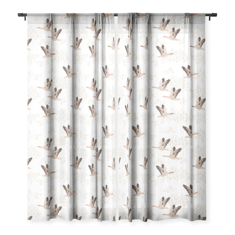 Iveta Abolina Geese White Sheer Window Curtain