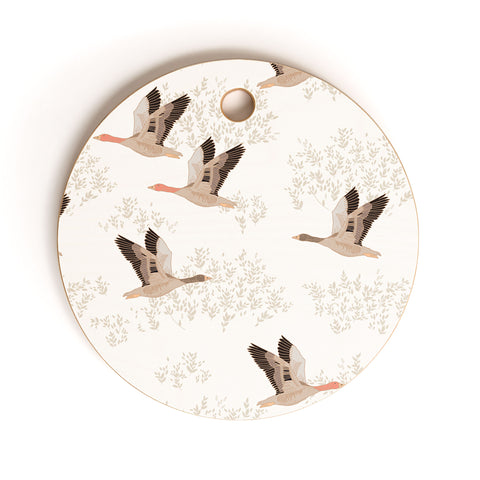 Iveta Abolina Geese White Cutting Board Round