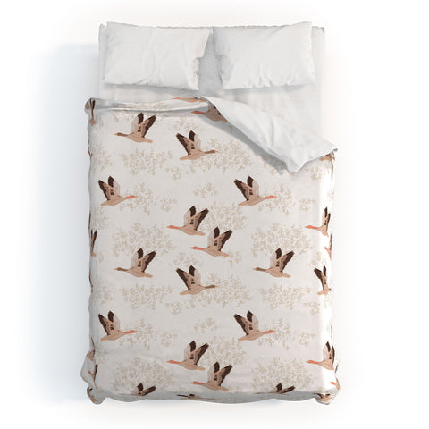 Iveta Abolina Geese White Duvet Cover