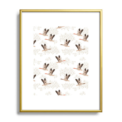 Iveta Abolina Geese White Metal Framed Art Print