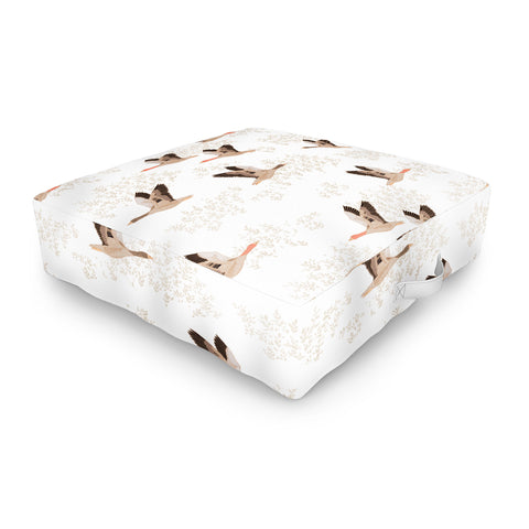 Iveta Abolina Geese White Outdoor Floor Cushion