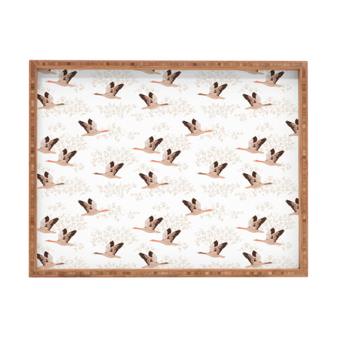 Iveta Abolina Geese White Rectangular Tray