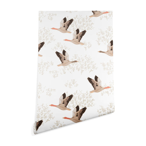 Iveta Abolina Geese White Wallpaper