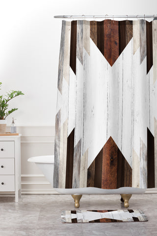 Iveta Abolina Geo Wood 2 Shower Curtain And Mat