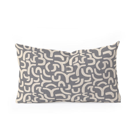Iveta Abolina Geometric Lines Vintage Grey Oblong Throw Pillow
