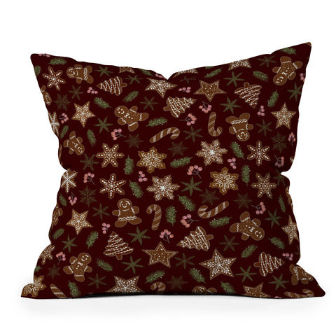 Iveta Abolina Gingerbread Cookies Red Throw Pillow