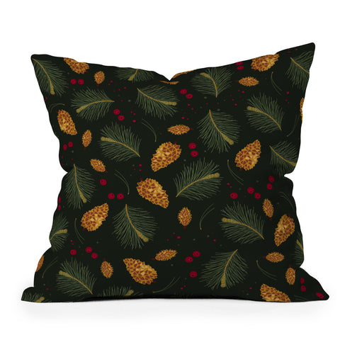 Iveta Abolina Golden Pine Cones Throw Pillow