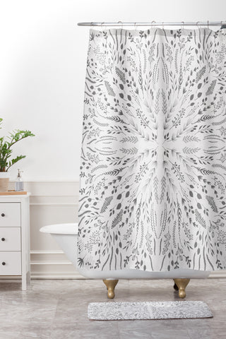 Iveta Abolina Gray Maze Shower Curtain And Mat