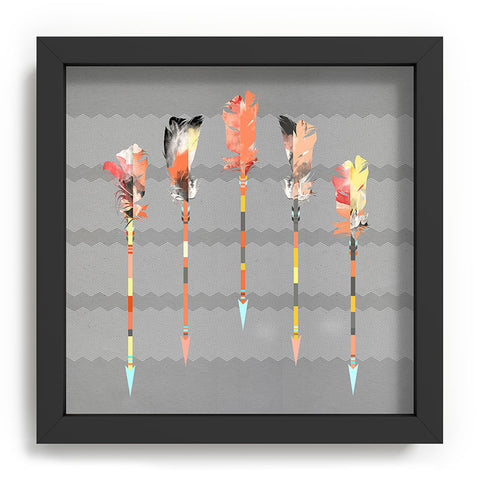 Iveta Abolina Gray Pastel Feathers Recessed Framing Square