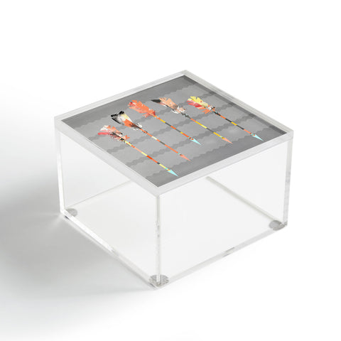 Iveta Abolina Gray Pastel Feathers Acrylic Box