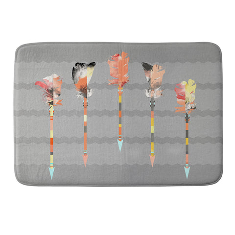 Iveta Abolina Gray Pastel Feathers Memory Foam Bath Mat
