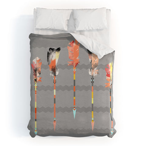 Iveta Abolina Gray Pastel Feathers Duvet Cover