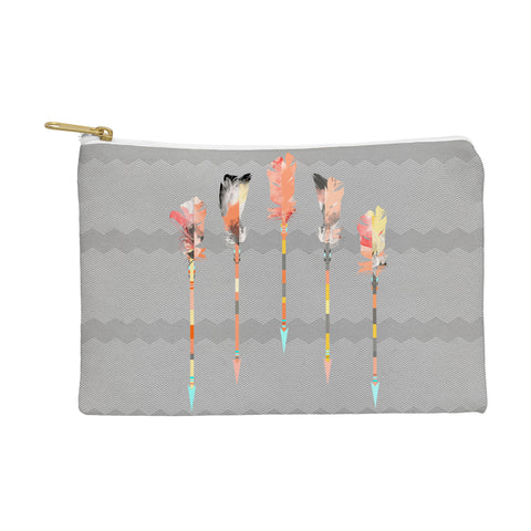 Iveta Abolina Gray Pastel Feathers Pouch