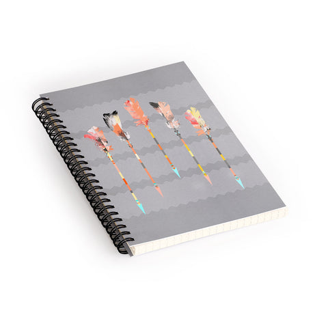 Iveta Abolina Gray Pastel Feathers Spiral Notebook