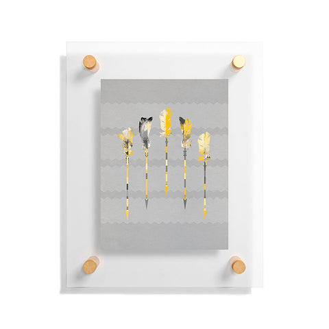 Iveta Abolina Gray Yellow Feathers Floating Acrylic Print