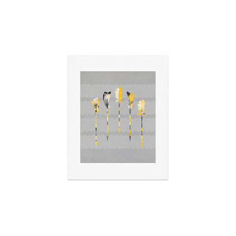 Iveta Abolina Gray Yellow Feathers Art Print