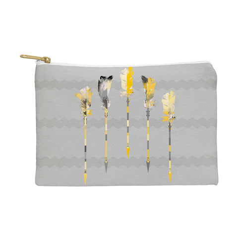 Iveta Abolina Gray Yellow Feathers Pouch